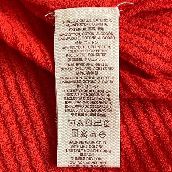 Free People Top Women Size PS Orange Eyelet Lace Bell Sleeve V Neck Boho - Picture 8 of 10